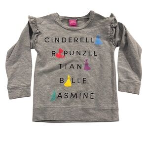 Disney Princess Gray Long Sleeve Kids Shirt with Princess Silhouettes
